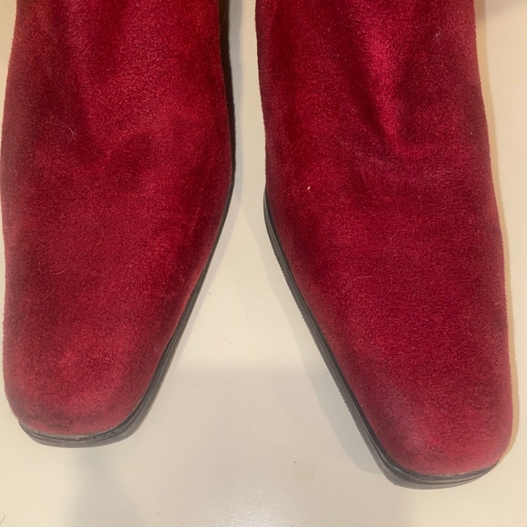 Women Vintage boots heels booties 80s Red tiger stripe suede bootie punk espo 37 - Picture 7 of 14